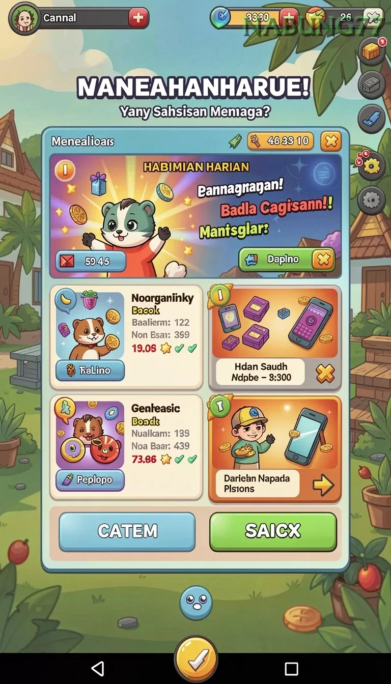 Cuplikan layar KENTANGBET — menu navigasi
